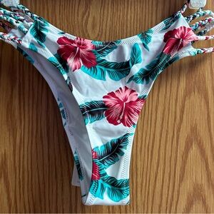 Floral Bikini Bottom with Tropical Print